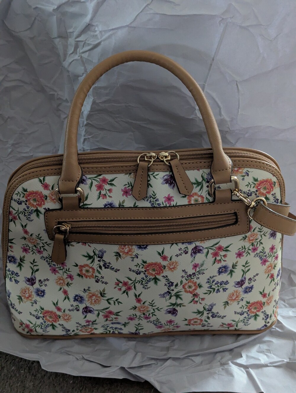 Crossbody Dome Satchel Large Floral Print - Picture 9 of 13